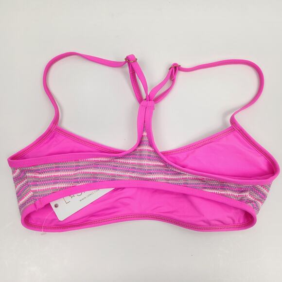 L*Space Pamela Bikini Top in Electric Pique Stripe Pink Size Small Racerback NWT - Picture 5 of 7